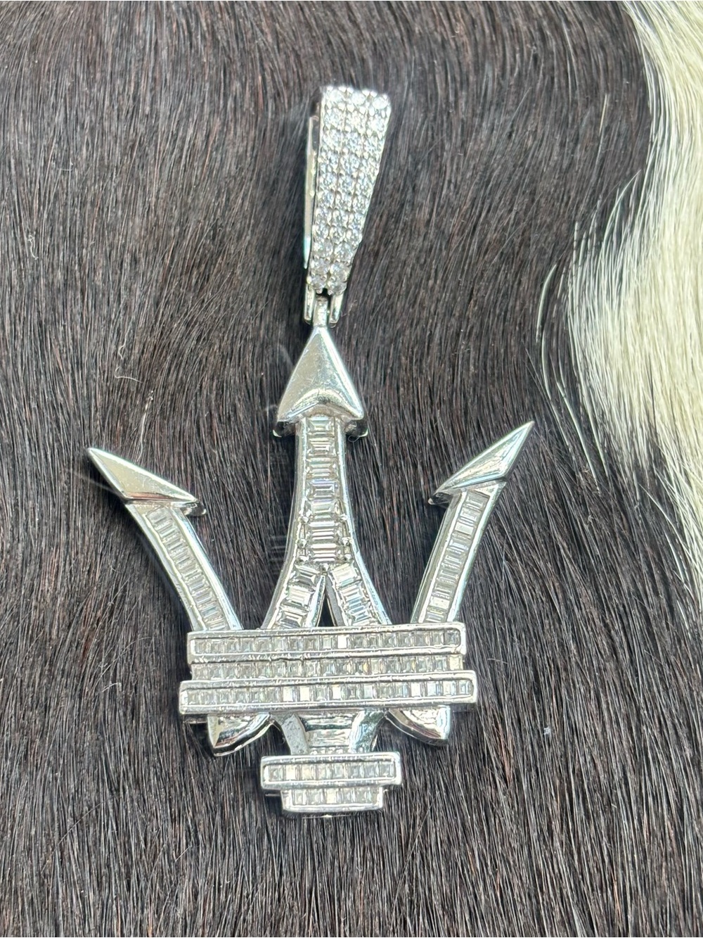 Maserati Trident .925 Pendant W/Pavé Crystals Italy